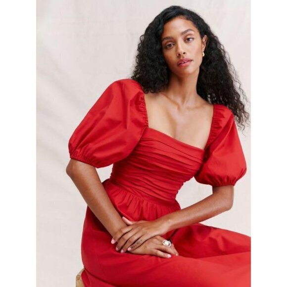 💕REFORMATION💕 Rachelle Dress ~ Cherry Red 12 NWT - Picture 5 of 16